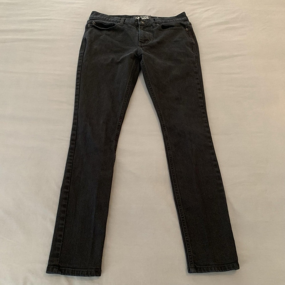 Rude Super Skinny Jeans Mens 30x30 Gray Dark Wash Extra Slim Stretch Denim Pants